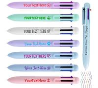 6-in-1 Multicolor Personalised Pens with Logo Text Customised 6-Color 0.5 mm Fine Point Retractable Ballpoint Pen Bulk for Business Office School Supplies Marketing Gifts-Assorted 1400 Count