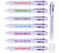 6-in-1 Multicolor Personalised Pens with Logo Text Customised 6-Color 0.5 mm Fine Point Retractable Ballpoint Pen Bulk for Business Office School Supplies Marketing Gifts-Light Purple 1400 Count