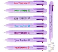 6-in-1 Multicolor Personalised Pens with Logo Text Customised 6-Color 0.5 mm Fine Point Retractable Ballpoint Pen Bulk for Business Office School Supplies Marketing Gifts-Purple 1400 Count