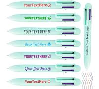 6-in-1 Multicolor Personalised Pens with Logo Text Customised 6-Color 0.5 mm Fine Point Retractable Ballpoint Pen Bulk for Business Office School Supplies Marketing Gifts-Green 280 Count