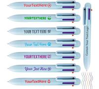 6-in-1 Multicolor Personalised Pens with Logo Text Customised 6-Color 0.5 mm Fine Point Retractable Ballpoint Pen Bulk for Business Office School Supplies Marketing Gifts-Dark Blue 1 Count