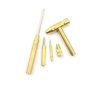 6 in 1 Multifunction Hammer, Mini Plated Copper Dual Head Hammer with Screwdriver for Jewelry Watch Walnut