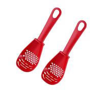 6-in-1 Multifunction Kitchen Spoon, Slotted Cooking Spoon with Egg Separator, Straining Scooping Mashing Grating Utensil, Heat-Resistant Plastic Kitchen Tool Set (red 2pcs)