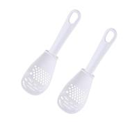 6-in-1 Multifunction Kitchen Spoon, Slotted Cooking Spoon with Egg Separator, Straining Scooping Mashing Grating Utensil, Heat-Resistant Plastic Kitchen Tool Set (White 2pcs)