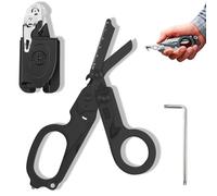 6 in 1 Multifunction Trauma Scissors Foldable with Matching Holster Emergency Scissors Ideal for Professional Use in Emergency Services or Everyday Tasks Tools, Rescue Shears Multi-Tool (A)