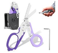 6 in 1 Multifunction Trauma Scissors Foldable with Matching Holster Emergency Scissors Ideal for Professional Use in Emergency Services or Everyday Tasks Tools, Rescue Shears Multi-Tool (F)