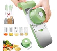6-in-1 Multifunctional Vegetable Slicer, Stainless Steel Julienne Slicer for The Kitchen, BPA-Free, with 5 Detachable Blades, Hand Guard, Non-Slip Base, All in One, No More Kitchen Clutter(5 in 1)