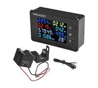 6-in-1 Multimeter Digital Voltmeter Ammeter 0-100A with Voltage, Current, Power, Energy, Timing & Measurement for AC 50-300V Networks, Black Model