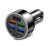 6 in 1 MultiPorts Car Charging Adapter with Digital Voltages Display USB/USB C Charging PD5V-3.1A for Fast MultiPorts Fast