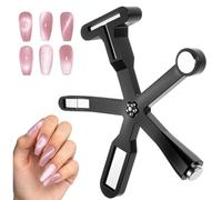 6 in 1 Nail Art Multi-function Tool , Versatile Cat Eye Magnet for Nails, Gradient/Flower Tip Stencils, Pro Manicure Results At Home, Gift For Nail Lovers,Black