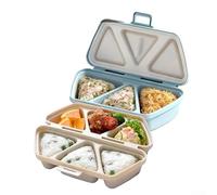 6-in-1 Non-Stick Onigiri Set: Triangle Rice Ball Maker for Sushi, Lunch Box | Foldable Plastic Press with Lid, Freezer & Dishwasher Safe(Blue1+Yellow1)