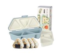 6 in 1 Onigiri Mold for Making and Storing Sushi,Non-Stick Rice Ball Mold for Seaweed Cilantro Rice Balls,Triangle Sushi (Blue)