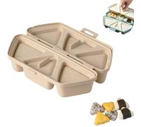 6 in 1 Onigiri Mold, Non-Stick Triangle Onigiri Tool，Sushi Rice Ball Maker Mold Kit, Quick to Make and Easy to Store Carry for Seaweed Rices Balls Sushi Musubi (Beige)