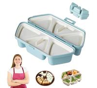 6 in 1 Onigiri Mold, Non-Stick Triangle Sushi, Foldable Multifunctional Cavity Press Rice Ball, Quick to Make, Easy to Clean & Release for Home Kitchen, Picnics(Blue)