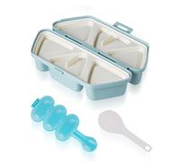 6 in 1 Onigiri Mold Portable, Onigiri Mould with Rice Ball Maker Shake and Spoon Foldable Triangle Sushi Mould for Triangle Sushi Seaweed Cilantro Rice Balls (3 PCS)