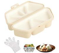 6 in 1 Onigiri Mold Set, Triangle Sushi Maker Mold, Triangle Rice Ball Seaweed Wrap Molds, Foldable Design and Non-Stick Bottom, for Picnic & Daily Storing Sushi and Making (Beige)