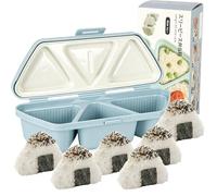 6 in 1 Onigiri Mold, Triangle Onigiri Mould Japanese Aesthetic DIY Rice Ball Mould for Making and Storing Sushi Non-Stick Rice Onigiri Moulds for Seaweed Flakes Cilantro Rice Vegetables (Blue)