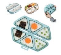 6-in-1 Onigiri Mold | Triangle Rice Ball Maker & Sushi Press Kit with Nori Cutter | Non-Stick, Foldable & Dishwasher Safe | Quick Bento & Lunch Prep(Sky Blue)