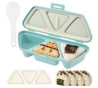 6 in 1 Onigiri Mold Triangle Sushi Mold Non-Stick Rice Ball Mould Multifunctional Onigiri Maker Rice Ball Box for Making and Storing Sushi(Wathet)