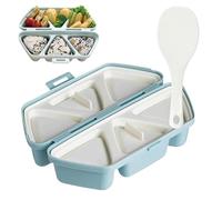 6 in 1 Onigiri Mould Sushi Making Kit, Non-Stick Rice Ball Mold, Convenient Meal Preparation for Busy Lifestyles, Includes Rice Spoon (Blue)