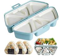 6 in 1 Onigiri Mould, Triangle Sushi Maker with Non-Stick Press, Foldable Bento Onigiri Mold for Making and Storing Rice Ball, Suitable for Lunchbox and Picnic (Blue)