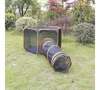 6-in-1 Outdoor Cat Enclosures, Portable Pop Up Mesh Tents, Playpen Play Tunnels Outside Pet DIY for Large Cats Rabbits Small Animals in Multiple Ways Pets Playhouse (Hexagon Tent + Pet Tunnels)