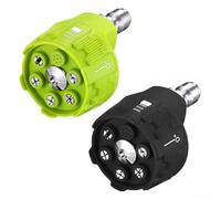 6-In-1 Power Wash Nozzle With Quick Coupling Connector 1/4 Inch Multi-Angle Spray Tips Adjustable Pressure Washer Attachment for Car Home Garden Cleaning Green Black 2 Pack