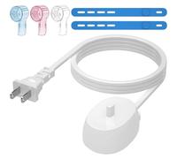 6 in 1 Replacement Charger Base(3Pcs Toothbrush Heads Dustproof Cover,2pcs Silicone Cable Ties) for Braun Oral-B Electric Toothbrush 3757, Waterproof IP67 Inductive Charging