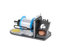 6-in-1 Soldering Iron Holder, Soldering Iron Stand with Brass Wool & Cleaning Sponge & 5 Solder Tip Slots & Solder Spool Stand & Steel Slots, Aluminum Alloy Stable Multifunctional Soldering Stand