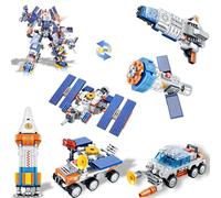 6 in 1 Space Exploration Building Sets - Compatible with Lego Space Rocket Station Shuttle 6 Mini Spacecrafts & Mech Robot, STEM Aerospace Toy for 6-12+ Year Old Boys Girls (644 PCS)