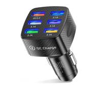 6 in 1 Super Fast Charging USB Car Charger Adapter for iPhone 16 15 14 13 12 11 Samsung & Android, QC3.0 Multi Port Cigarette Lighter USB Charge for Phone