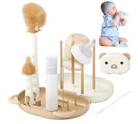 6 in 1 Travel Bottle Cleaner Kit Includes Silicone Baby Bottle Brush, Straw Brush, Nipple, Drying Rack, Soap Dispenser and Storage Box, Portable Baby Essentional for Home & Travel.