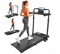 6-in-1 Treadmill with 3%-15% Incline, Under Desk Walking Pad, 1-12 km/h | 2.5HP Motor, 8-Point Shock Absorption, 15 cm Adjustable Handlebar, LED Display, Remote Control, 130 kg Max
