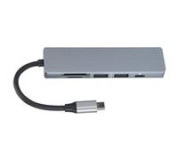 6-In-1 Type-C Hub Adapter, USB-C Docking Station with HDMI Port, Aluminum Alloy Multi-Port Adapter for Laptop, Includes USB3.0, PD Charging, TF/SD Card Reader, Compatible with MacB