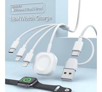 6-in-1 Universal Charger Cable,Multi USB A+USB C Watch Charger+Lightning*2+Type C Cord Adapter Combo for Watch Series 8/7/6/5/4/3/2/SE/iPhone 14/13/12/11 Pro/Samsung/iPad/Huawei