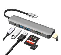 6 in 1 USB C Hub Multiport Adapter with 4K HDMI SD/TF Card Reader