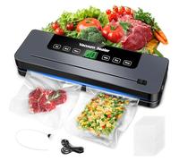 6-in-1 Vacuum Sealer, Vacuum Sealer with 30cm Sealing Seam and Digital LED Countdown Display, 50PCS Vacuum Bags, External Suction Hose, Fully Automatic Sealer for Dry, Moist