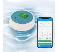6 in 1 Water Quality Tester Floating Bluetooth Chlorine Tester with Data Logging, Measures Chlorine, pH, EC, ORP, Salinity, and TEMP, Smart Chlorine Monitor APP Connection for Pools, Hydroponics