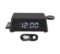 6 in 1 Wireless Charger with Alarm Clock Time Temperature Display Wireless Charging Station for Phone Headphone Watch Multi Functional Charging Solution for Home Office ABS