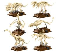 6 in 1Skeleton Dinosaur Building Blocks Set - 1537PCS T-Rex, Triceratops Dinosaur Fossils Bricks Kit with Rotational Gear, STEM Education Toy, Home Office Decor, Birthday Gift for Adult, Teen