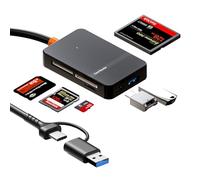 6-in-2 SD Card Reader, Memory Card Reader, 5Gbps High Speed USB 3.0 and USB-C Multi-Card Reader for SD, TF, MS, CF Card, Compatible with iPhone MacBook Windows, Supports Simultaneous Reading/Writing