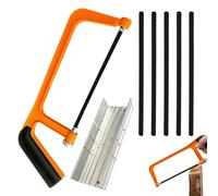 6 in Mini Hacksaw for Metal Cutting with Miter Block,Hack Saw to Cut Metal,150mm Thickened Hack Saw with 5 Manganese Steel Blade (Orange)