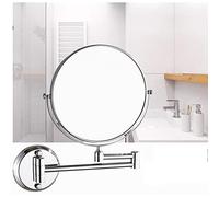 6 in Wall Mounted Makeup Mirror, Magnifying Wall Bathroom Mirror with 3/5X Magnification, Extendable Arm, Round, No Light, Double Sided Swivel Vanity Mirror for Bathroom (Bright Silver 3x)