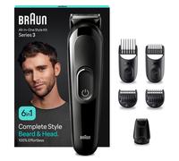 Braun 6-in1 All-in-One Style Kit Series 3, Male Grooming Kit With Beard Trimmer, Hair Clippers & Precision Trimmer, With Lifetime Sharp Blades, Black
