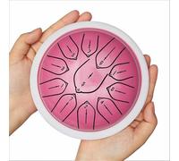 6 Inch 11-Note Steel Tongue Drum, Handpan Style Handmade Percussion Instrument with Mallets & Bag, Healing Meditation Drum for Music Therapy, Yoga, Kids Adults Beginners(Pink)