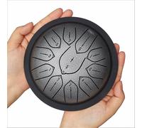 6 Inch 11-Note Steel Tongue Drum, Handpan Style Handmade Percussion Instrument with Mallets & Bag, Healing Meditation Drum for Music Therapy, Yoga, Kids Adults Beginners(Gray)