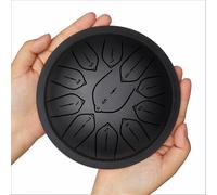 6 Inch 11-Note Steel Tongue Drum, Handpan Style Handmade Percussion Instrument with Mallets & Bag, Healing Meditation Drum for Music Therapy, Yoga, Kids Adults Beginners(Black)