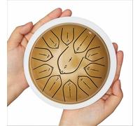 6 Inch 11-Note Steel Tongue Drum, Handpan Style Handmade Percussion Instrument with Mallets & Bag, Healing Meditation Drum for Music Therapy, Yoga, Kids Adults Beginners(Gold)
