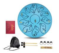 6 Inch 11 Tone Rain Drum Rubber Base, Stable and Not Easy to Slide Steel Tongue Drum Suitable for Concerts, Instrument Teaching Chakra Drum(Blue)