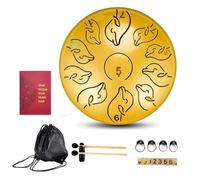 6 Inch 11 Tone Rain Drum Rubber Base, Stable and Not Easy to Slide Steel Tongue Drum Suitable for Concerts, Instrument Teaching Chakra Drum(Yellow)